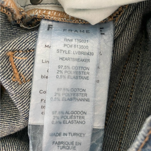 FRAME Le Vintage Bermuda Denim Shorts Heartbreaker Frayed Hem NWT - Picture 6 of 6